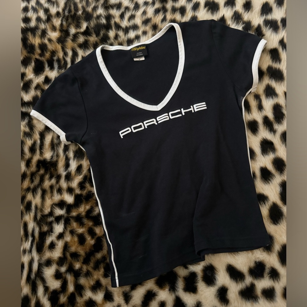 Women’s vintage Porsche shirt ringer v neck brightline